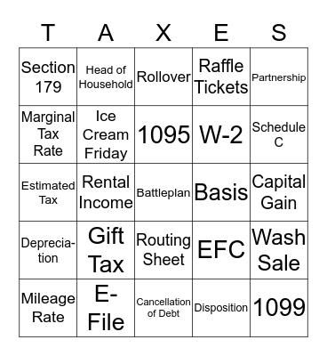 B&C Tax Season BINGO Card