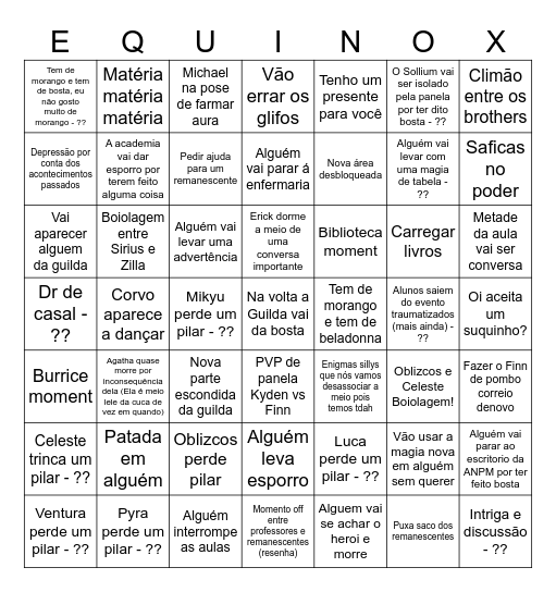 EQUINOX BINGO DIA 3/10 Bingo Card