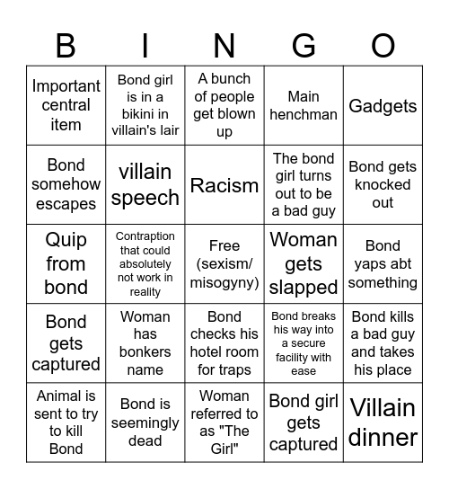 bond bingo Card