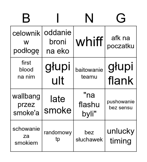 Oliwierowe bingo Card