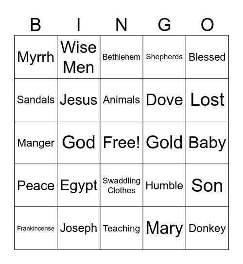 Jesus BINGO Card
