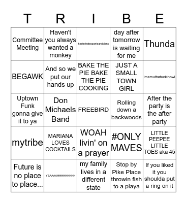 #HALFWAYTOWUTBINGO Card