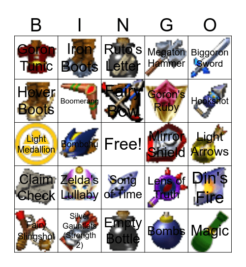 Ocarina of Time Rando Bingo Card