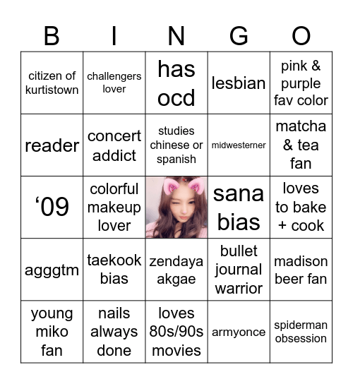 belle Bingo Card