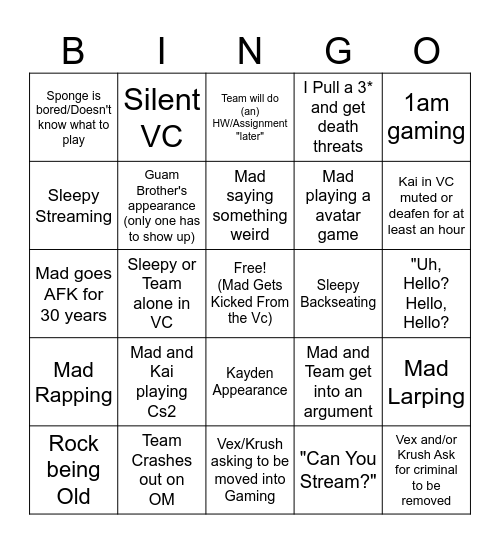 Fall Break Bingo Card