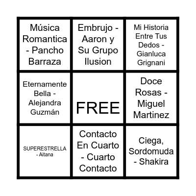 Bingo Musical Bingo Card