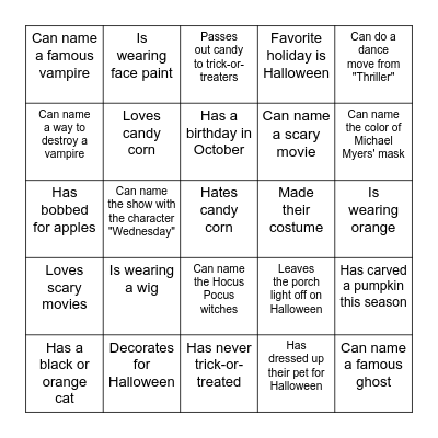 🎃 "Find Someone Who..." 👻 Bingo Card