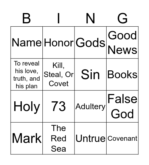 B.O.T.W. Review Bingo Card