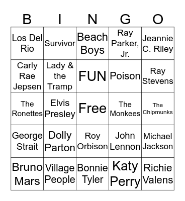Valencia Middle Music Bingo Card