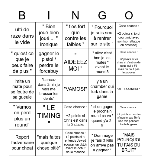 Valorant Bingo Card