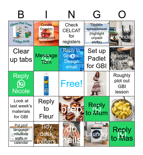 Sunday Bingo Card