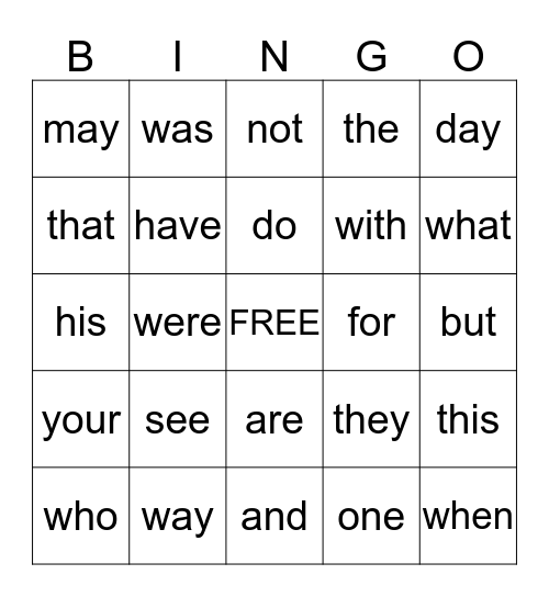 Star Words Bingo (2) Bingo Card