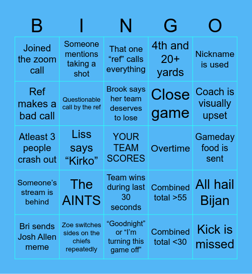 PressBox Bingo- Wk 4 (NFL) Bingo Card