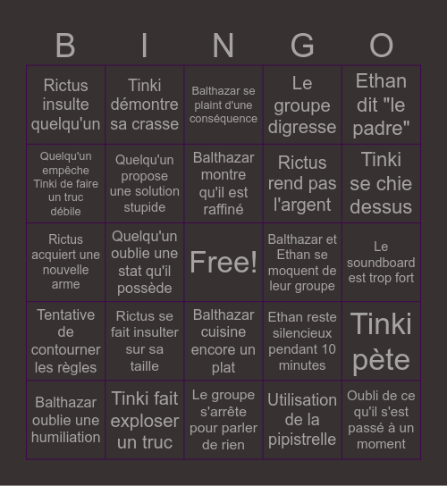 Bingo du MJ Bingo Card