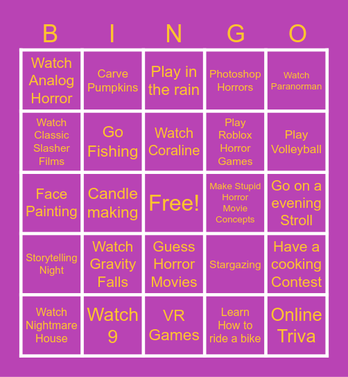 Couple's Bingo Card