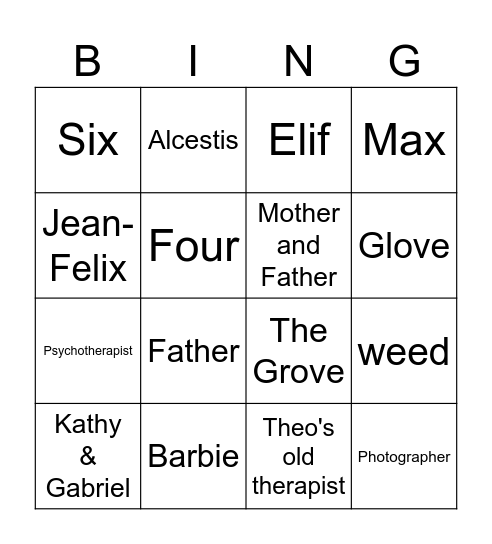 The Silent Patient Bingo (with a twist) Bingo Card