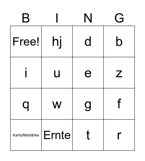 Kartoffelbingo Card