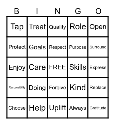 SELF-ESTEEM Bingo Card