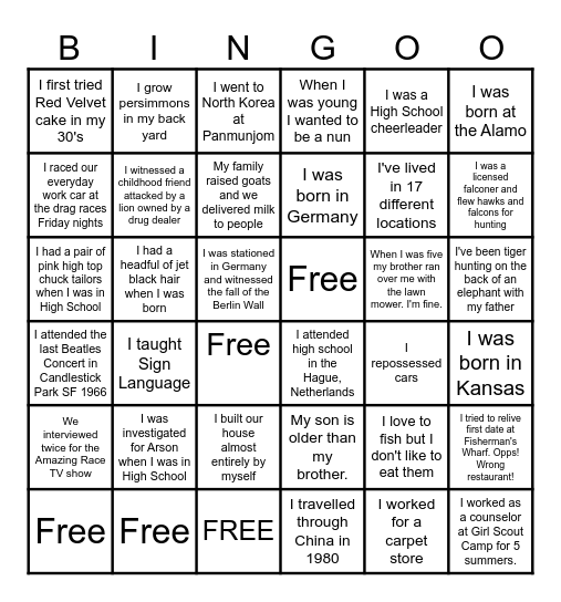 Big Bend Bingo Card