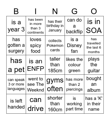 Find someone who... Bingo Card