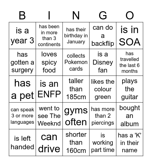 Find someone who... Bingo Card