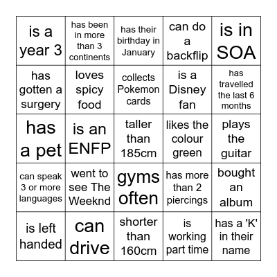 Find someone who... Bingo Card
