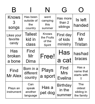 Get To Know You Bingo Card