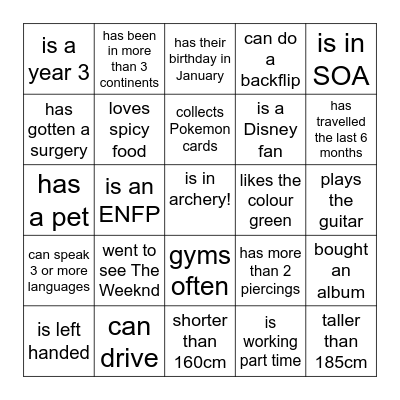 Find someone who... Bingo Card