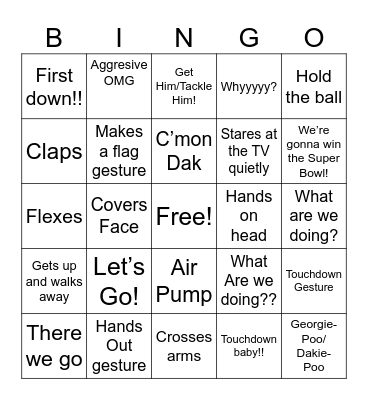 Cowboys Bingo Card