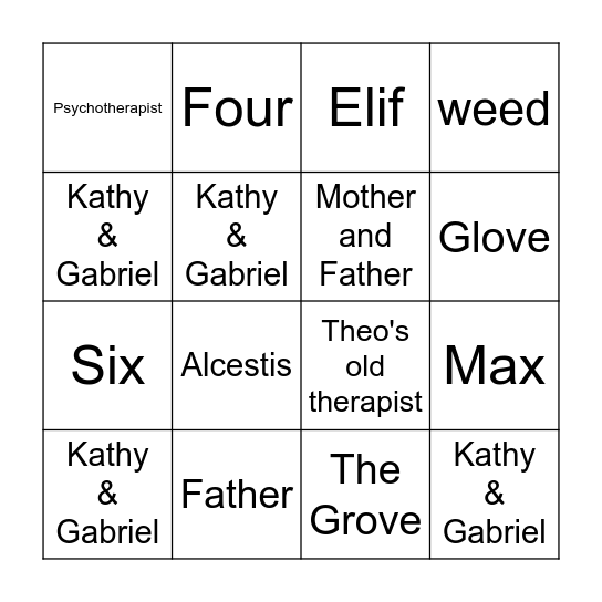 The Silent Patient Bingo Card