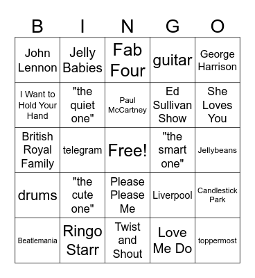 Beatles Bingo! Bingo Card