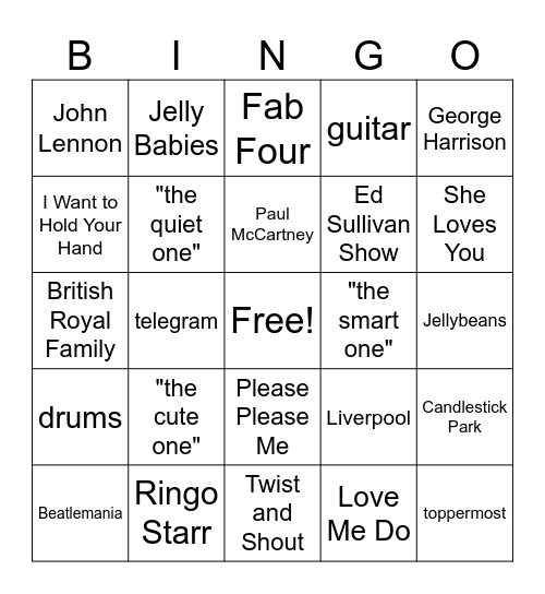 Beatles Bingo! Bingo Card