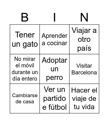 Pretérito perfecto Bingo Card