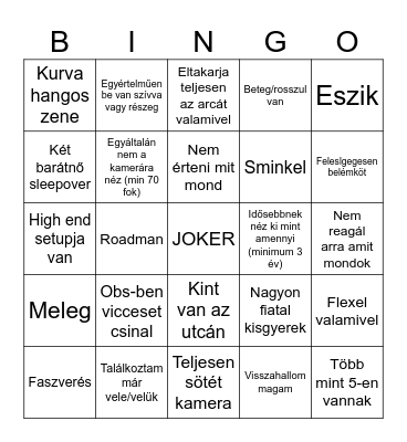 Omegle bingyo Bingo Card