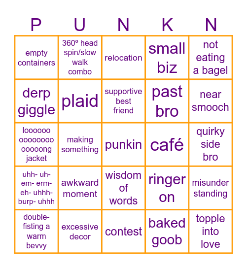 Fallmark Bingo Card