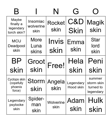 S10.5 skins Bingo Card