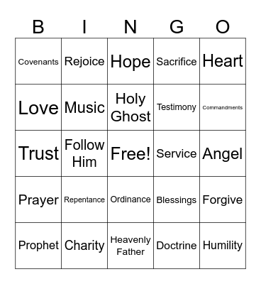 GENERAL CONFERENCE Bingo Card