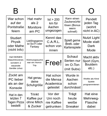 Erstiwoche 2026 Bingo Card