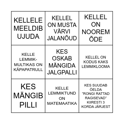 LEIA KEEGI, Bingo Card