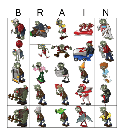 PVZ ZOMBIE BRAIN (Bingo) Bingo Card