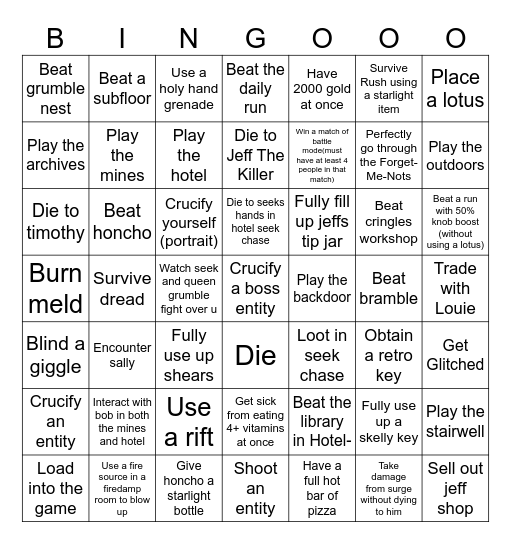 Doors bingo Card