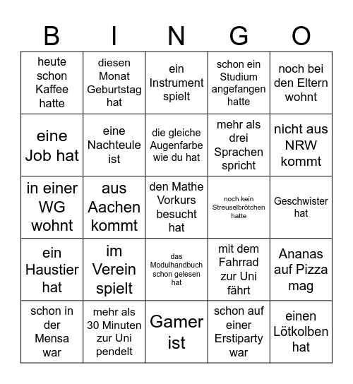 Finde eine Person, die... Bingo Card