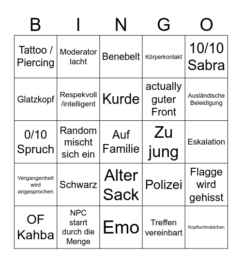 Frankfurt Tinder Bingo Card