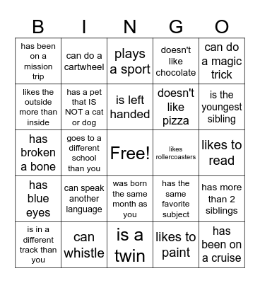AMPLIFY Get to know you! Bingo Card