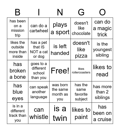 AMPLIFY Get to know you! Bingo Card