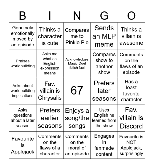 My little twinnie Bingo Card