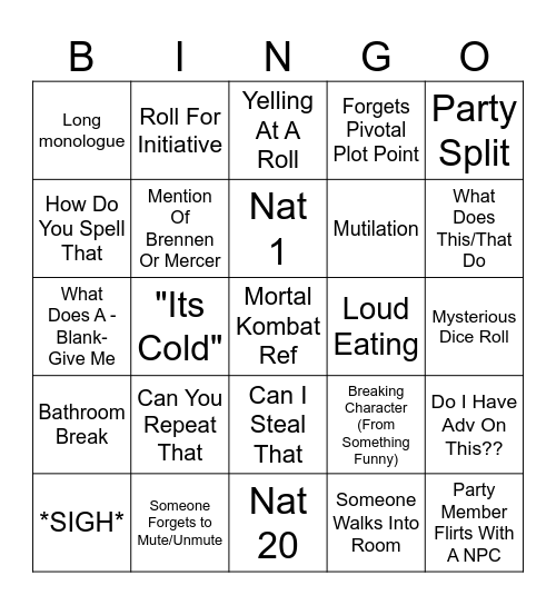 Frostbitten Bingo Card