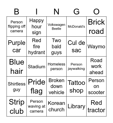 Geoguessr Bingo Card