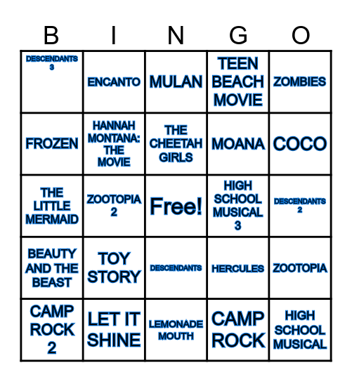 DISNEY BINGO Card
