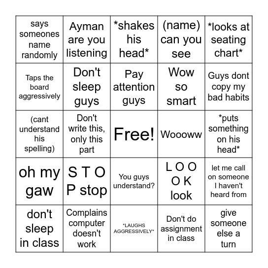 BIO BINGO Card